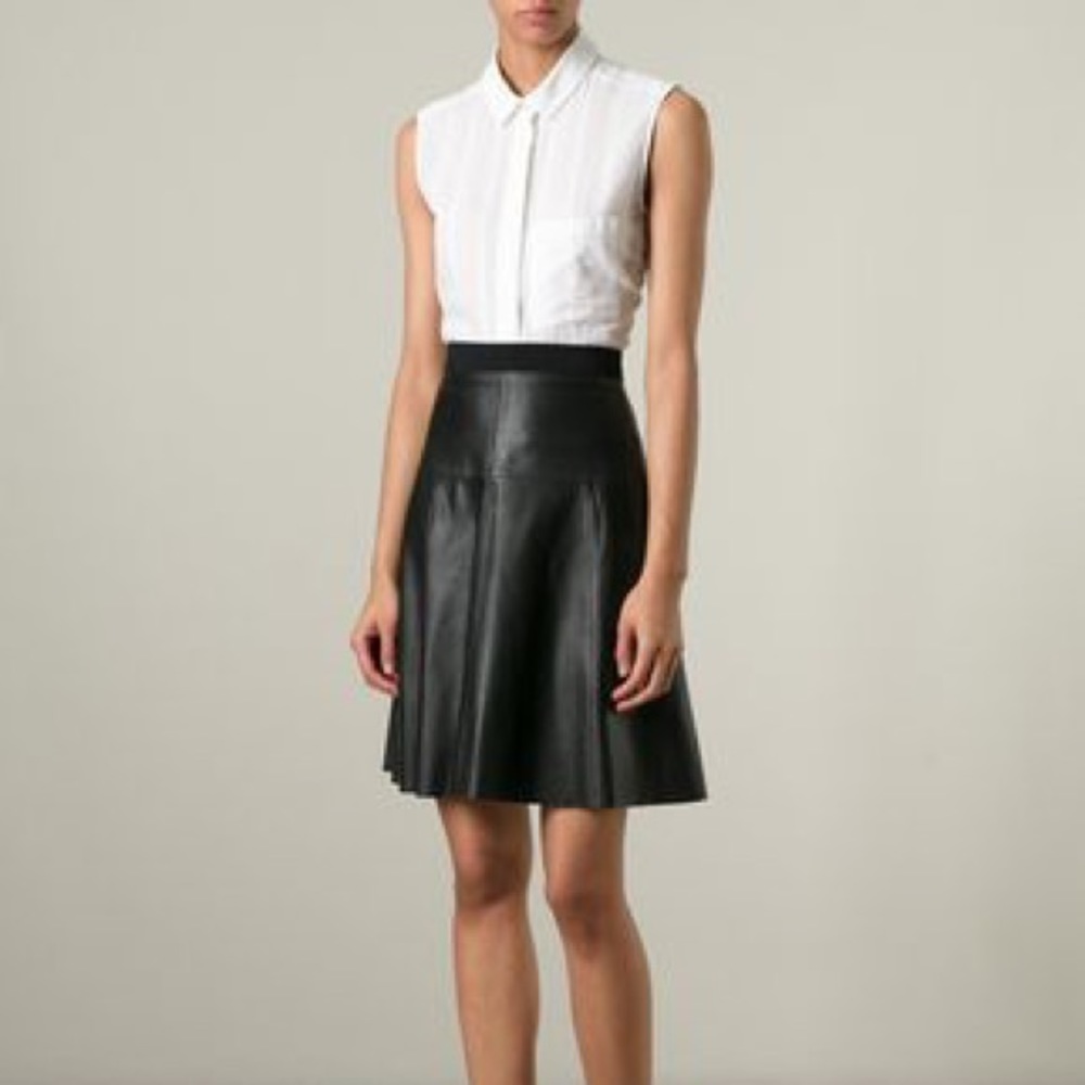 Black leather panelled short skirt from VINCE.